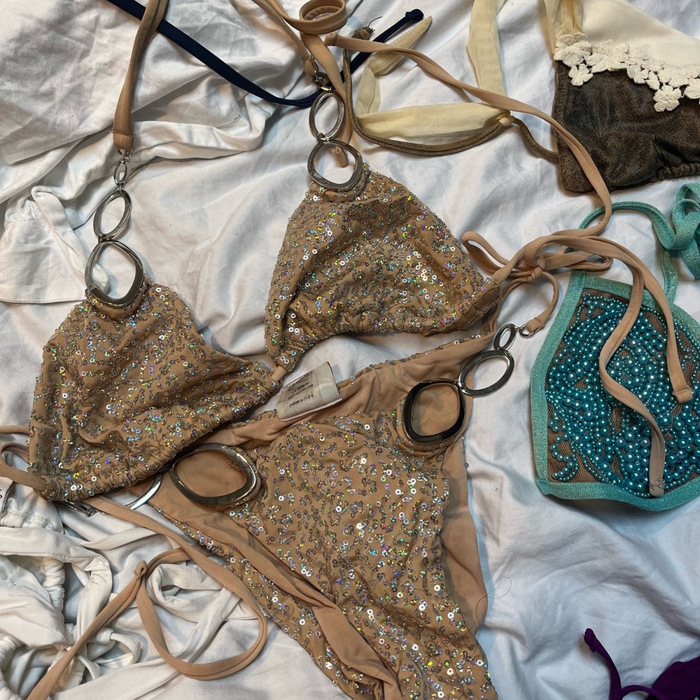 Nude sequin bikini beach bunny